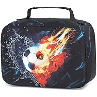 LEDAOU Lunch Bag Kids Insulated Lunch Box Boys Girls Insulated Reusable Lunch Bag for School Picnic Hiking Work(Soccer)