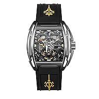 CIGADesign Men's Automatic Mechanical Watch Titanium Grey Skeleton Adjustable Silicone Strap with Sapphire Crystal for Men