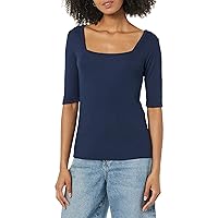 Amazon Aware Women's Modal Ribbed Elbow Sleeve Square Neck T-Shirt (Available in Plus Size)