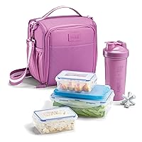 Fit & Fresh BREE Meal Prep Lunch Box With Containers, Ice Pack, and Shaker Bottle For Men and Women, 6pc. Meal Prep Kit Lunch Bag With Containers Included