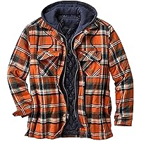 YangMeng Mens Autumn/Winter Thick Cotton Plaid Long-Sleeved Hooded Jacket Suitable for Daily Wear, Leisure, Sports, Travel, Street, Home, Christmasï¼ˆOrange,3XLï¼‰