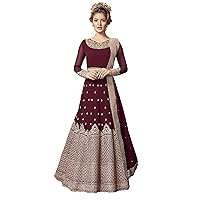 Survauttam Fashion Georgette Party Wear Readymade Gown In Maroon With Embroidered Work