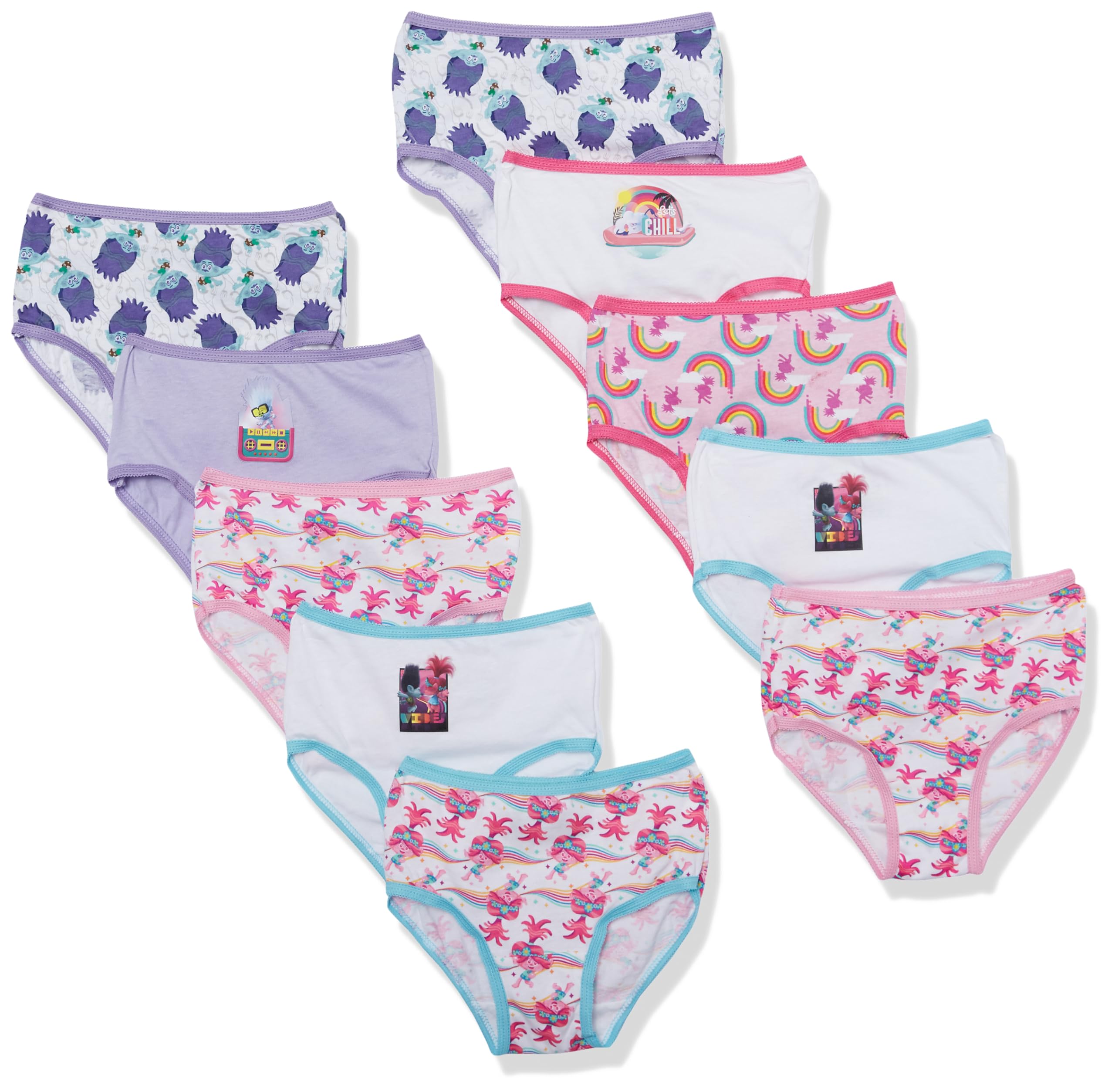 Universal Girls 100% Combed Cotton Trolls Panties with Poppy, Branch, Guy Diamond & More in Sizes 2/3t, 4t, 4, 6, 8