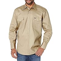 Mens Cowboy Cut Firm Finish Long Sleeve Western Snap Solid Work Shirt