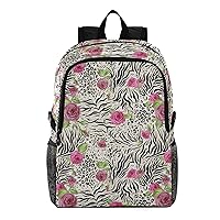 ALAZA Rose Flower Zebra Stripe Leopard Spot Lightweight Weekender Bag Backpack Daypack