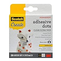 Scotch Adhesive Ultra Thin Dots, Clear, 200 Count, Great for Card Making and Scrapbooking (010-200UT-CFT)