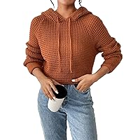 SHENHE Women's Hoodies Waffle Knit Long Sleeve Drawstring Stretch Pullover Hoodies Sweaters