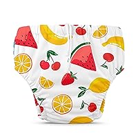 Charlie Banana Reusable Swim Diaper, Washable, Adjustable Drawstring for Baby Girls Boys, Soft and Snug Waterproof Fit to Prevent Leaks - Banana Fiesta, Size L (22-34 lbs.)