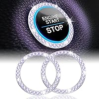 LivTee 2 PCS Crystal Rhinestone Car Engine Start Stop Decoration Ring, Bling Car Interior Accessories for Women, Push to Start Button Cover/Sticker, Key Ignition & Knob Bling Ring, Colorful