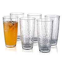 Hammered 26-ounce Plastic Tumbler Acrylic Glasses, set of 6 Clear