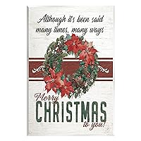 Merry Christmas To You Vintage Poinsettia Wood Wall Art, Design by Jo Moulton