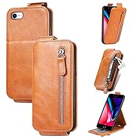 Protective Phone Cover Case for iPhone SE 2020 Wallet Case, Premium Leather Case Built-in Credit Card and Cash Slots, Flip Cover with Kickstand Magnetic Phone Case for iPhone SE 2020 (Color : Brown)
