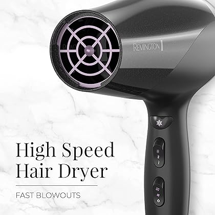 Remington Damage Protection Hair Dryer with Ceramic + Ionic + Tourmaline Technology, Black, 3 Piece Set