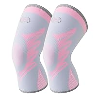 Sports Slim Knee Braces for Women - No-Slip Knee Compression Sleeve for Dance, Yoga, Knee Support for Knee Pain, Joint Pain Relief(Crystal Rose, M, 2 Pack)
