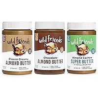 Wild Friends Foods Almond Butter Variety Pack - All Natural Simple Ingredient Nut Butter Spread - Gluten Free, Non-GMO, No Added Sugar, No Palm Oil or Preservatives - 16 Ounce Jars (Pack of 3)