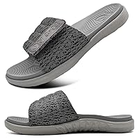 ONCAI Mens Slide Sandals Open Toe Athletic Adjustable Straps Orthotic Plantar Fasciitis Sport Sandals with Soft Comfy Arch Support Footbed Size 7.5-15