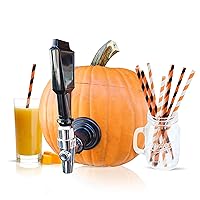 Pumpkin Tapping Kit - Keg Spout for Halloween, Thanksgiving, or Pumpkin Party Decorations - Includes Paper Straws