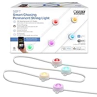 Feit Electric Permanent Outdoor Lights, Smart RGBIC String Lights, 50FT LED Christmas Lights, 2.4GHz WiFi-Enabled Under Eave Light, Work with Alexa and Google Assistant, Weather Proof, SL50-36/RGB/AG