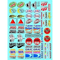 Sponsor Racing Sticker Gang Sheet 27-1/10 Scale White Vinyl R/C Model Decal Sticker Sheet Radio Control Lexan Body - Decorate Your R/c Cars, Boats, Trucks Along with Any Other Scale Model Kit.