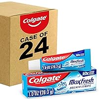 Colgate Max Fresh Travel Size Toothpaste with Mini Breath Strips, Cool Mint - 24 Pack