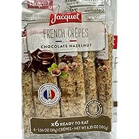 Jacquet Crepes Ready to Eat, French Chocolate Filled, Authentic French Snacks, Pack of 6 Pieces, 6.77 Ounce - Ideal for Quick Breakfast or Dessert