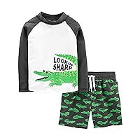 Simple Joys by Carter's Toddlers and Baby Boys' Swimsuit Trunk and Rashguard Set