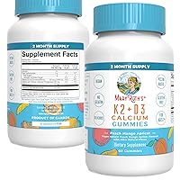 MaryRuth Organics Calcium with Vitamin D3 & Vitamin K2 | 2 Month Supply | Calcium Supplement | Bone Support | Calcium with Vitamin D3 K2 Gummies | Vegan | Non-GMO | Gluten Free | 60 Count