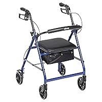 Drive Medical Aluminum Rollator Walker Fold Up and Removable Back Support, Padded Seat, 6