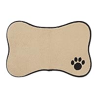 Bone Shape Embroidered Pet Feeding Placemat Brown by Bone Dry