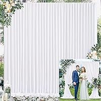 10ft x 10ft White Backdrop Curtain for Parties Thick Polyester White Wedding Drapes Panels Satin Curtains Decoration Back Drop Cloth for Photography Baby Shower Birthday Party