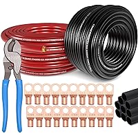 4 Gauge Wire (50ft Each - Red/Black) Copper Clad Aluminum CCA with with Cable Cutter and 8ga lugs and Heat Shrink Tube - Battery Power/Ground Cable,Car Audio Speaker,RV Trailer Amp Wiring kit