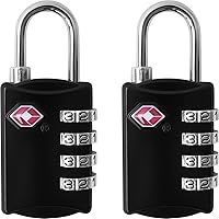 TSA Luggage Locks (2 Pack) - 4 Digit Combination Steel Padlocks - Approved Travel Lock for Suitcases & Baggage - TSA Lock - Black