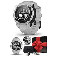 Garmin Instinct 2S Solar (Mist Gray) Rugged GPS Smartwatch Gift Box Bundle - 24/7 Health Monitoring, Tough & Durable, Sports Apps - Includes PlayBetter Screen Protectors, Wall Adapter & Hard Case