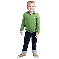 Toddler Boys' Cashmere Wool Blend Green Sweater V-Neck Elbow Patch