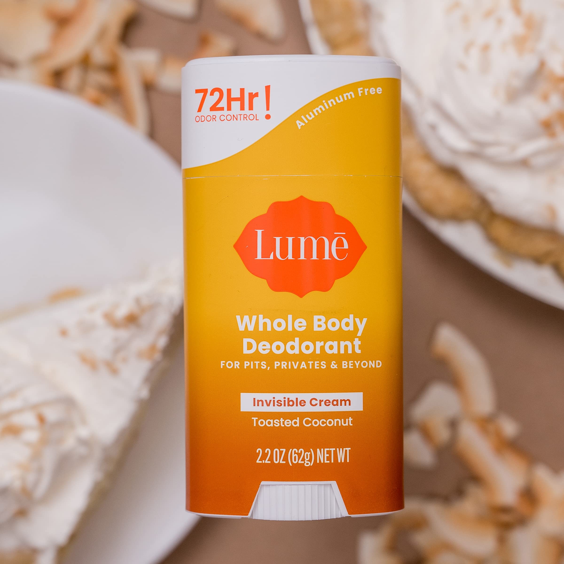 Lume Natural Deodorant - Underarms and Private Parts - Aluminum-Free, Baking Soda-Free, Hypoallergenic, and Safe For Sensitive Skin - 2.2 Ounce Stick (Coconut Crush)