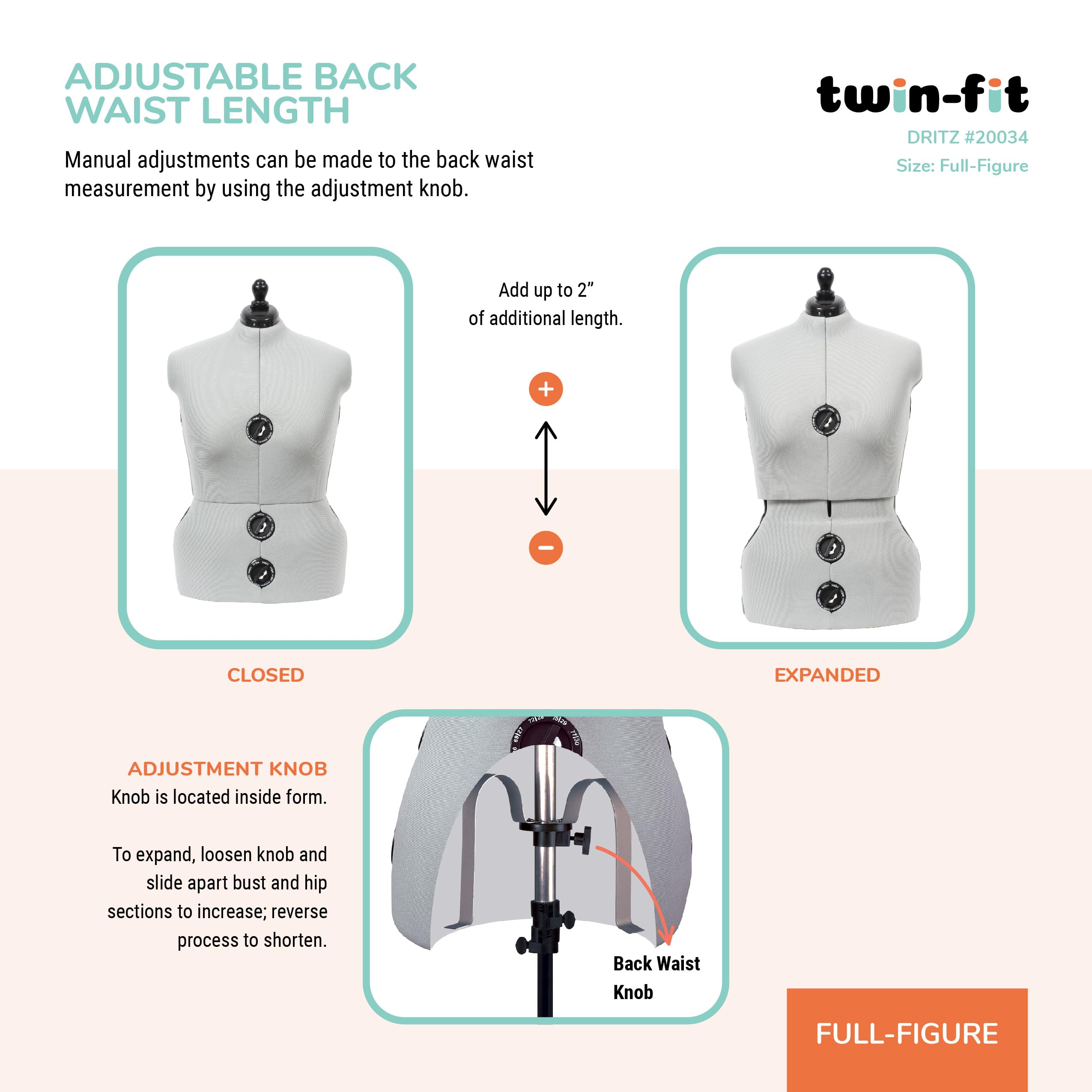 Dritz Twin-Fit Adjustable Tri-Pod Stand, Full Figure Dress Form, Silver Gray
