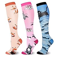 AGRIMONY Compression Socks for Women Circulation for Nurse,Pregnancy,Running,Hiking(3 Pairs)