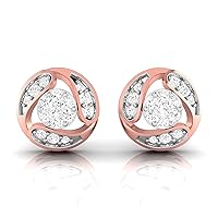 Jewels Gold Plated Silver 0.16 Carat (I-J Color, SI2-I1 Clarity) Round Shape Brilliant Cut Natural Diamond Stud Earrings For Women & Girls