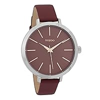 Large Oozoo Ladies Watch with Structure dial and Leather Strap 42 mm