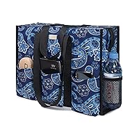 TOPDesign Utility Water Resistant Tote Bag with 13 Exterior & Interior Pockets, Top Zipper Closure & Thick Bottom Support, for Working Women, Teachers, Nurses, Accountants (Blue Bandanna)