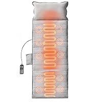 Full-Body Massage Cushion with Heat, 10 Vibration Motor Massage Cushion Pad, Heating Vibrating Massage Mat & 5 Modes, 3 Intensities, 3 Heating Pads, Fatigue Relief Back Massager for Home Office