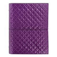 Domino Luxe Organizer, A5 Size, Purple - High-Gloss, Quilted Effect Cover, Parisian Inspired, Six Rings, Week-to-View Calendar Diary, Multilingual, 2024 (C027986-24)
