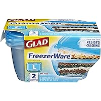 Gladware Freezerware Food Storage Containers, Large | Rectangle Food Storage Containers for Everyday Use | Food Containers Safe for Freezer, Hold up to 64 Ounces of Food, 2 Count Set,Blue