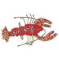 Creative Co-Op Metal Lobster Napkin Rings with Glass Beads, Gold Finish, Red and Orange, Set of 4