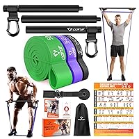 Portable Heavy Duty Resistance Bar with 3 Resistance Bands, Pilates Bar with Pull Up Bands & Training Poster, Yoga Pilates Equipment for Home Gym