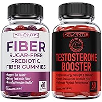 Atlantis Nutrition Sugar Free Prebiotic Fiber Gummies for Adults 60 Gummies + Testosterone Booster 2-Pack (120 Gummies)