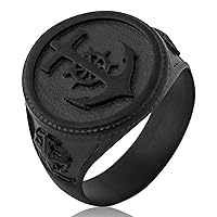 Akitsune Portus Ring | Anchor sailor nautical traditional ring mens stainless steel designer Matte black