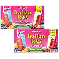 Wyler's Authentic Italian Ices Berry and Cherry Mix - Pack of 2-20 Total Bars - Freeze and Serve Bars - Cherry, Strawberry, Berry Lemonade, and Blue Raspberry