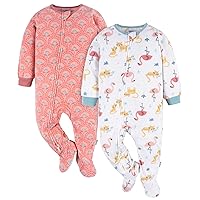 Baby Girls' Toddler Loose Fit Flame Resistant Fleece Footed Pajamas 2-Pack