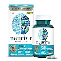 NEURIVA Plus Vegetarian Brain Supplement for Memory and Focus | Clinically Tested Nootropics | Concentration, Mental Clarity, Cognitive Enhancement | Vitamins B6, B12, Phosphatidylserine| 30 Capsules